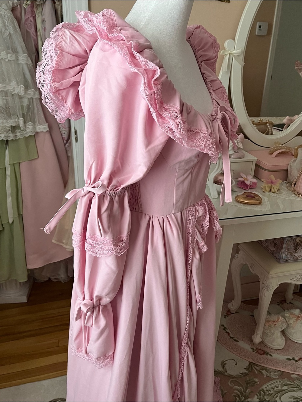 SHEIN Pink Ruffled Lace-Trim Maxi Dress - Picture 5 of 8